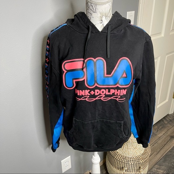 FILA x Pink Dolphin Heritage Track Hoodie Embroidered Arms Vinyl Logo Medium - Picture 1 of 7